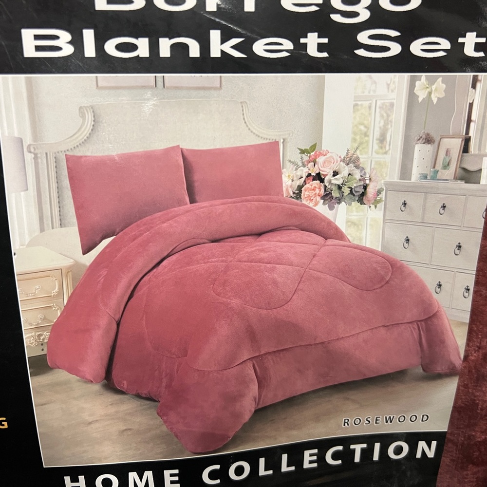 Soft Cherry Red 3pc Sherpa Flannel Comforter Set CALI KING New